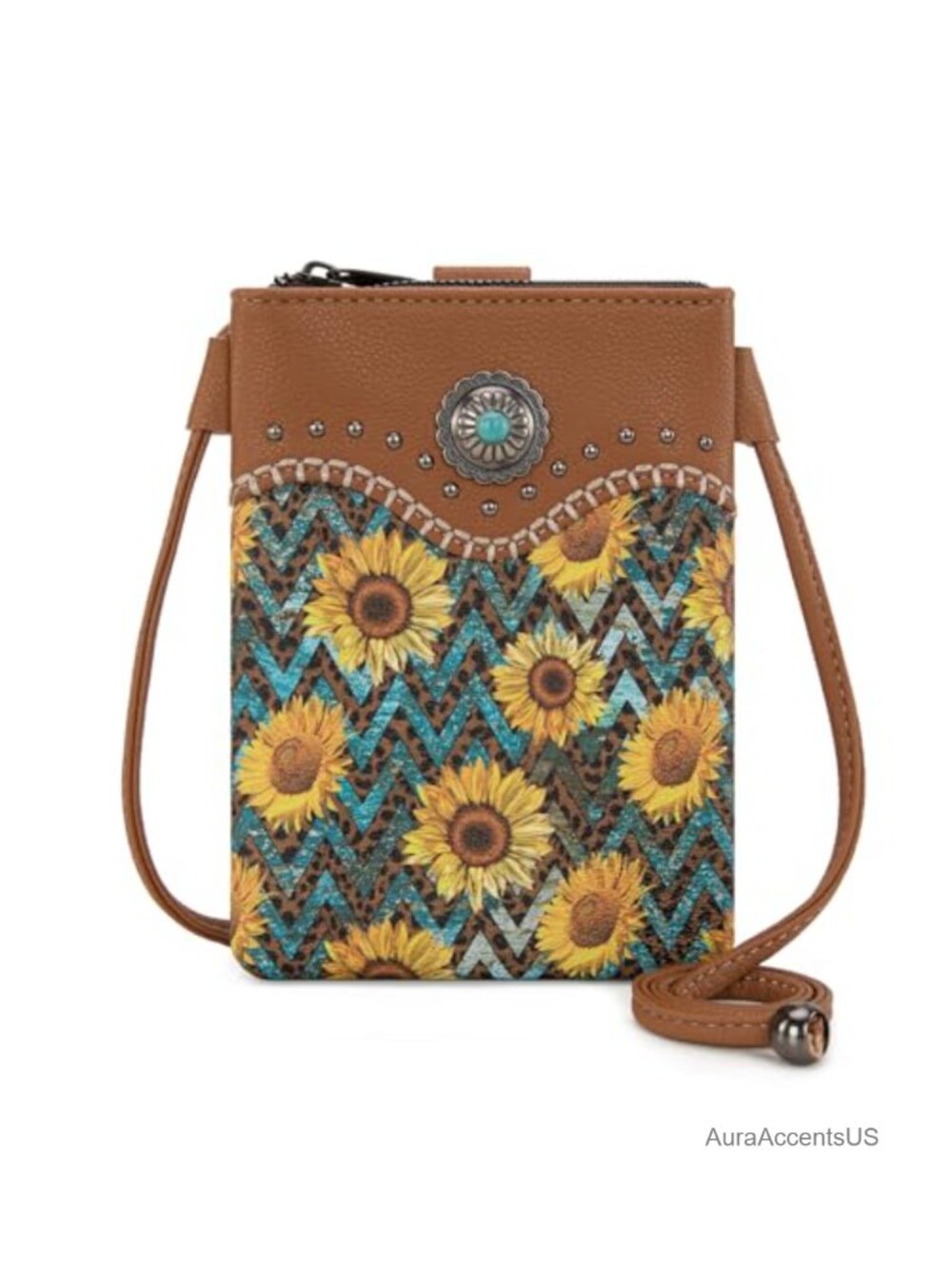 Small Western Crossbody Phone Purse Leather Fringe Studded